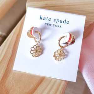Kate Spade Gold Spade Floral huggie earrings